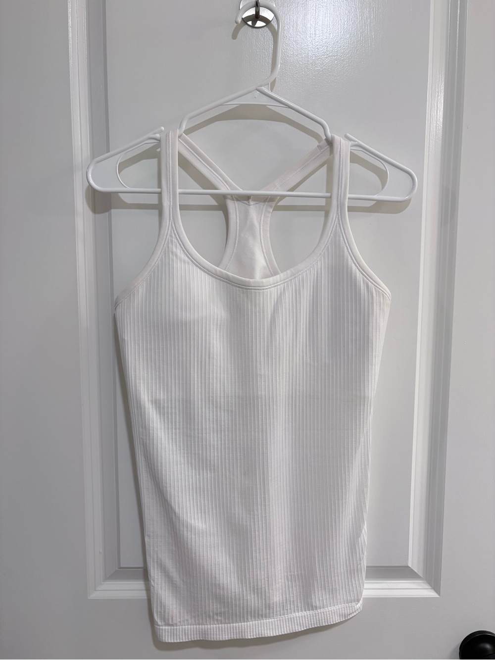 Lululemon White Ribbed Racerback Tank Top